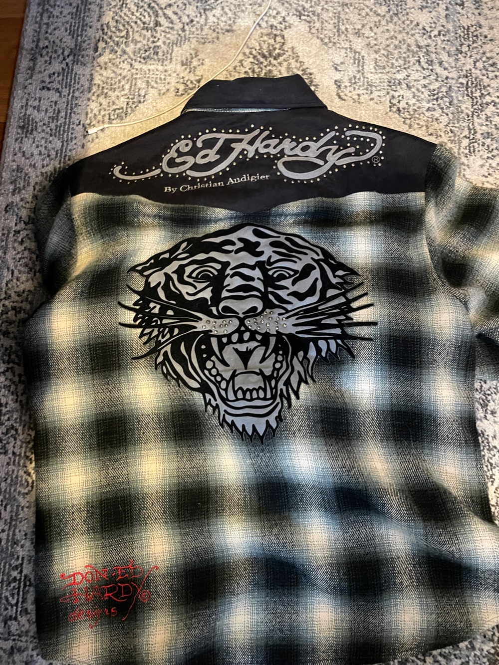 Vintage Y2K Ed hardy zip up flannel